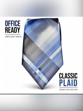 Kenneth Cole Reaction Blue and Black Plaid Tie